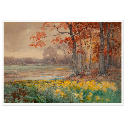 Yellow Flowers on a Grey Day (1911) Art Print | Julian Onderdonk - Framed Poster - 30x40 cm / 12x16″ - Black frame