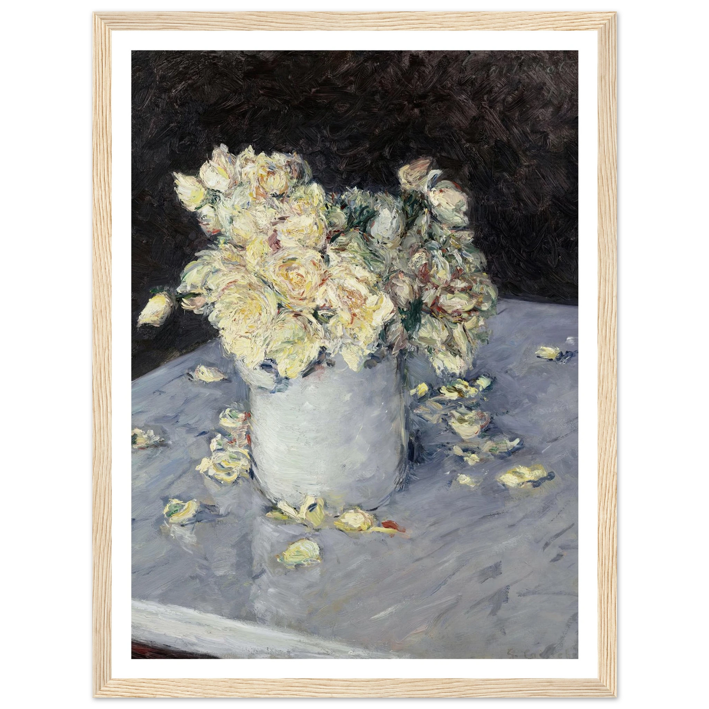 Yellow Roses in a Vase (1882) Art Print | Gustave Caillebotte - Framed Poster - 30x40 cm / 12x16″ - Black frame