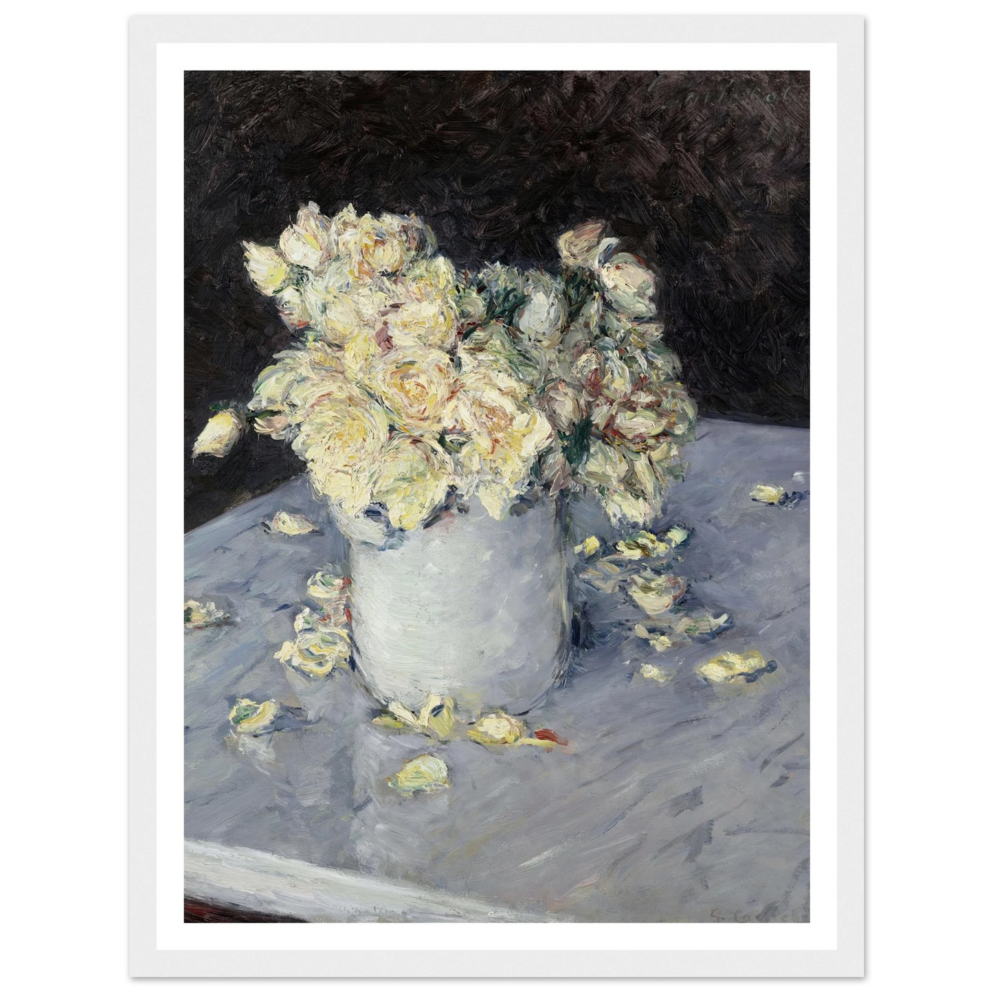 Yellow Roses in a Vase (1882) Art Print | Gustave Caillebotte - Framed Poster - 30x40 cm / 12x16″ - Black frame