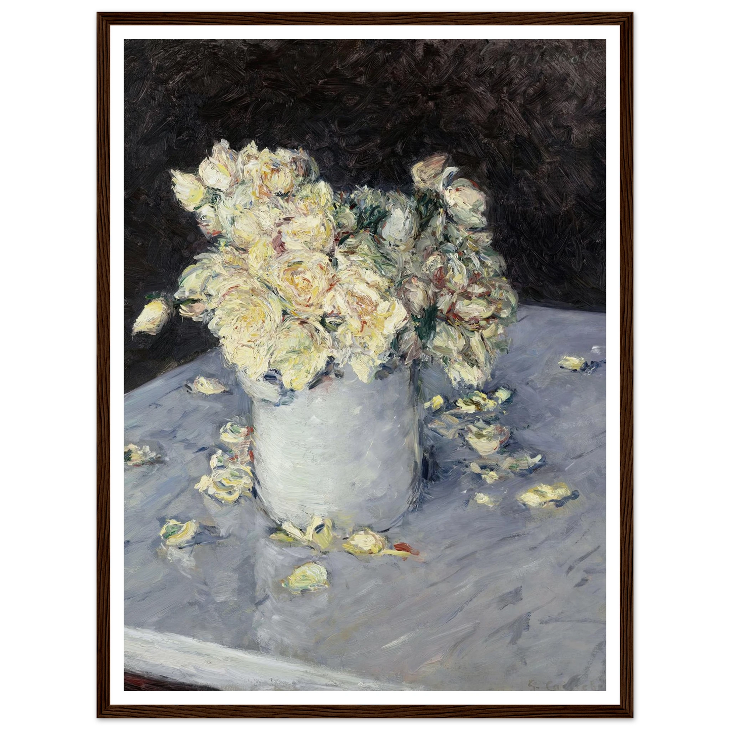 Yellow Roses in a Vase (1882) Art Print | Gustave Caillebotte - Framed Poster - 30x40 cm / 12x16″ - Black frame