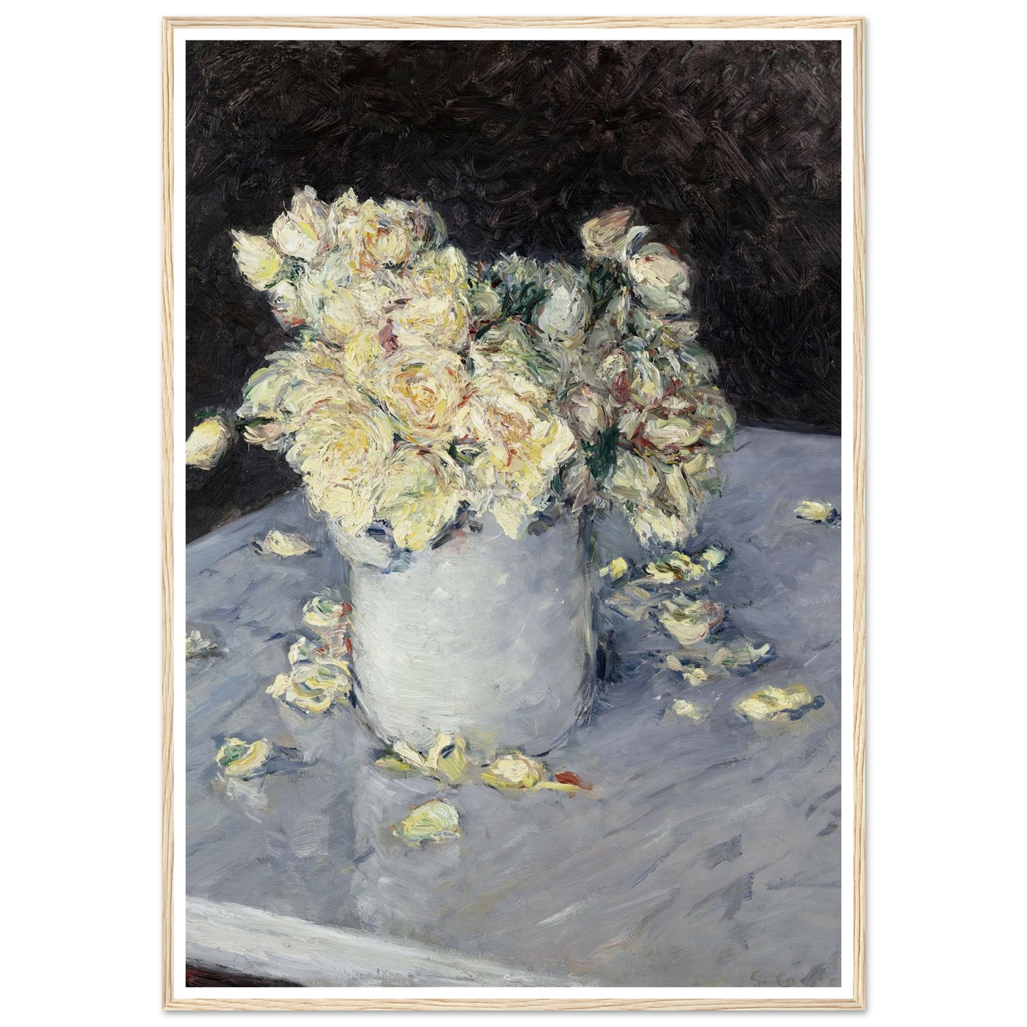 Yellow Roses in a Vase (1882) Art Print | Gustave Caillebotte - Framed Poster - 30x40 cm / 12x16″ - Black frame