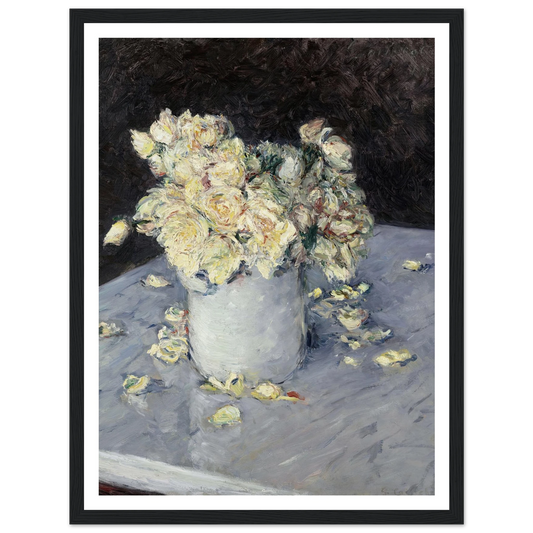 Yellow Roses in a Vase (1882) Art Print | Gustave Caillebotte - Framed Poster - 30x40 cm / 12x16″ - Black frame