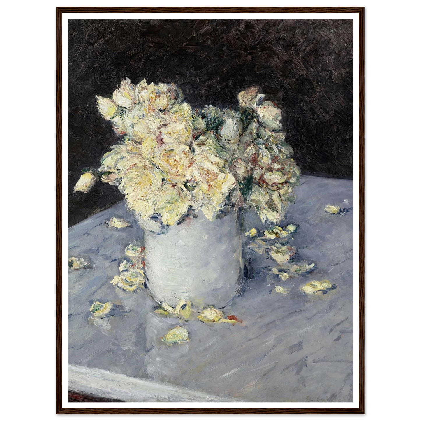 Yellow Roses in a Vase (1882) Art Print | Gustave Caillebotte - Framed Poster - 30x40 cm / 12x16″ - Black frame