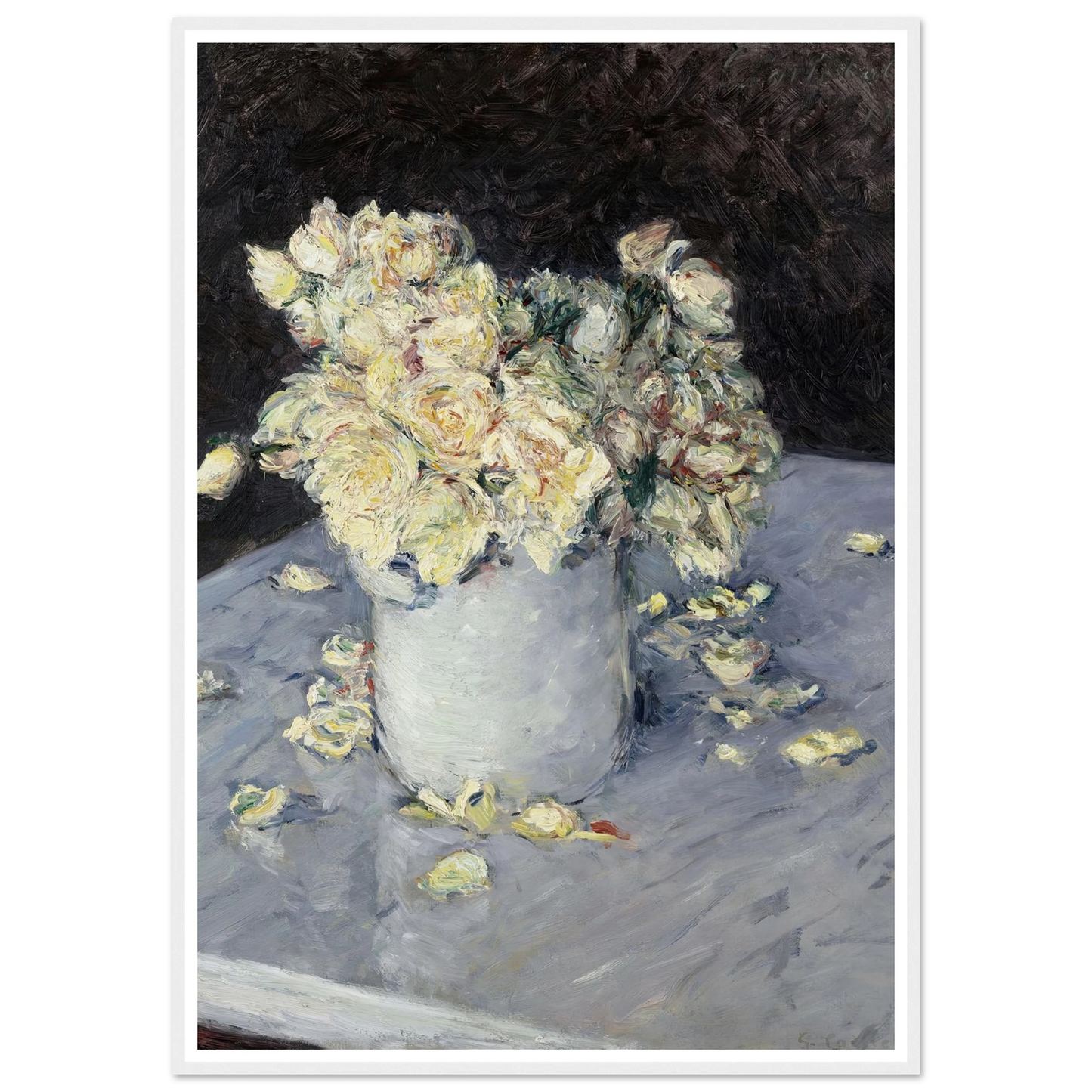 Yellow Roses in a Vase (1882) Art Print | Gustave Caillebotte - Framed Poster - 30x40 cm / 12x16″ - Black frame