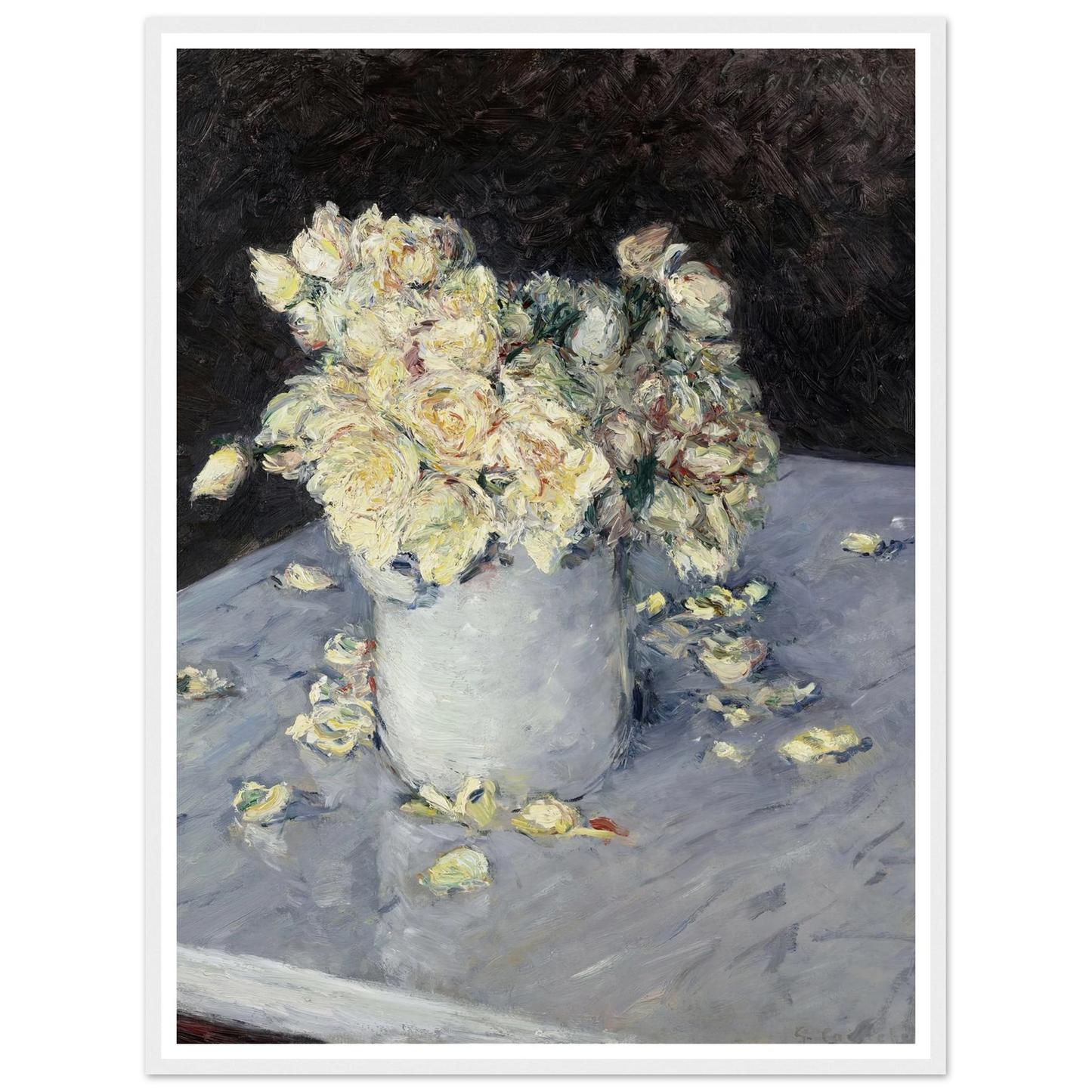 Yellow Roses in a Vase (1882) Art Print | Gustave Caillebotte - Framed Poster - 30x40 cm / 12x16″ - Black frame