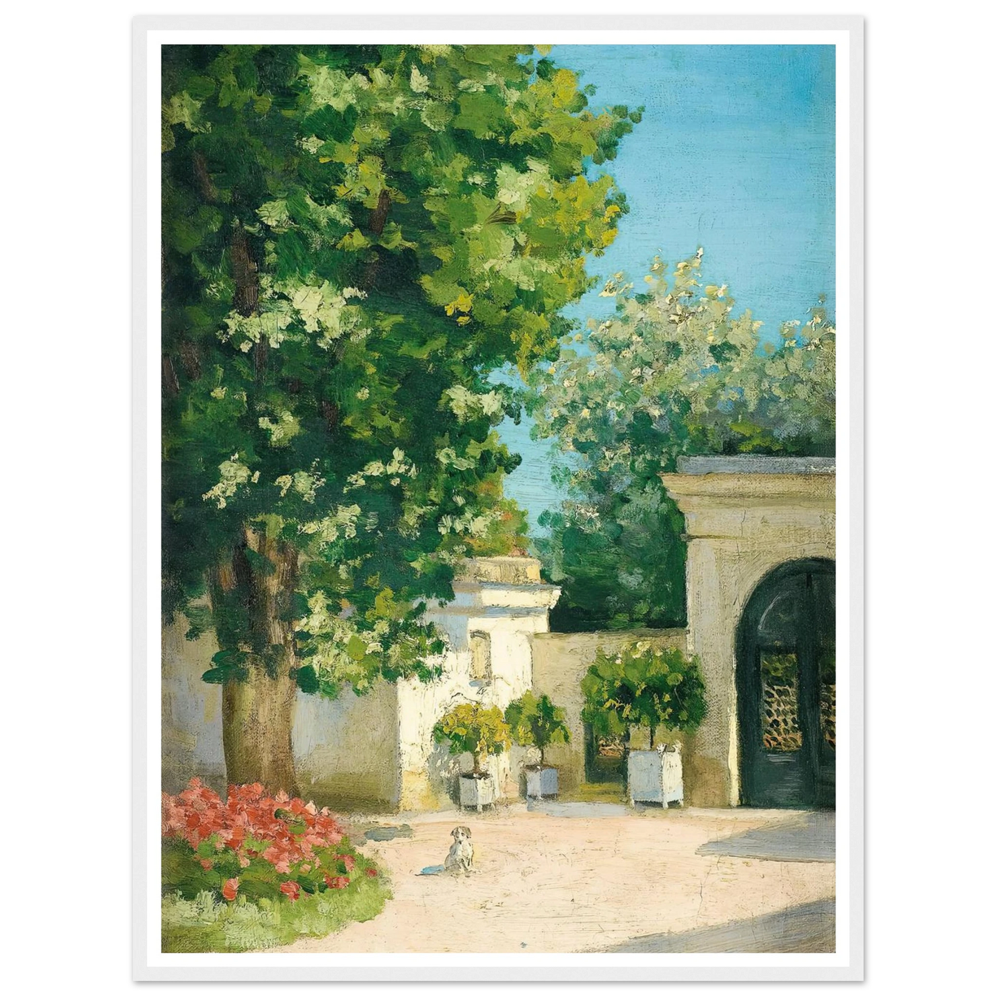 Yerres. De L’Exèdre, Le Porche De La Demeure Familiale (circa 1875) Art Print | Gustave Caillebotte - Framed Poster - 30x40 cm / 12x16″ - Black frame