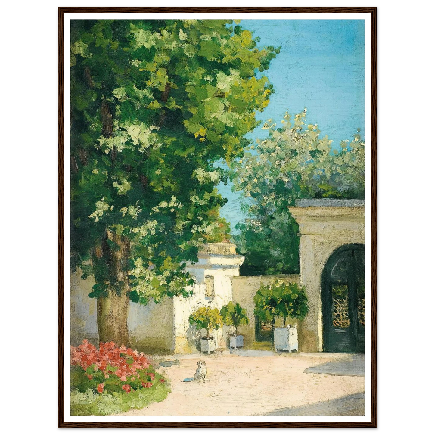 Yerres. De L’Exèdre, Le Porche De La Demeure Familiale (circa 1875) Art Print | Gustave Caillebotte - Framed Poster - 30x40 cm / 12x16″ - Black frame