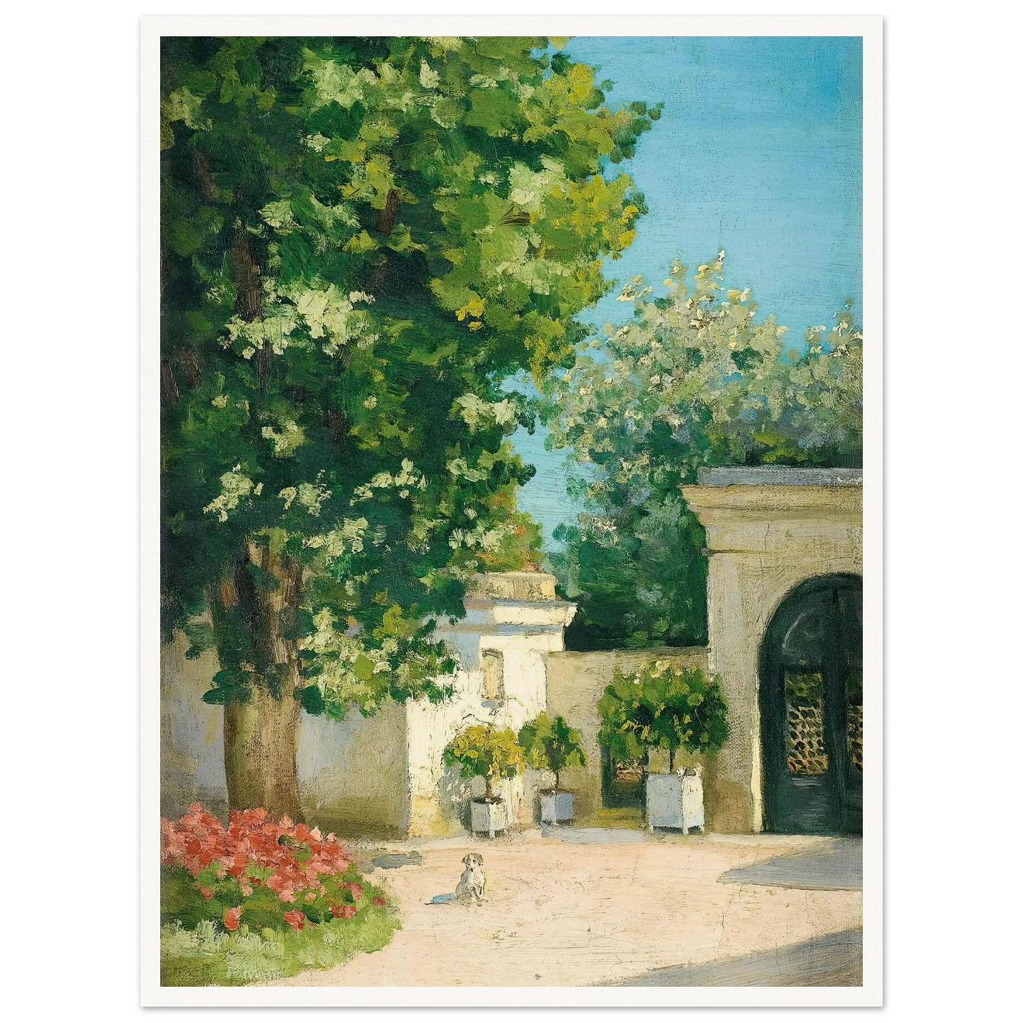 Yerres. De L’Exèdre, Le Porche De La Demeure Familiale (circa 1875) Art Print | Gustave Caillebotte - Framed Poster - 30x40 cm / 12x16″ - Black frame