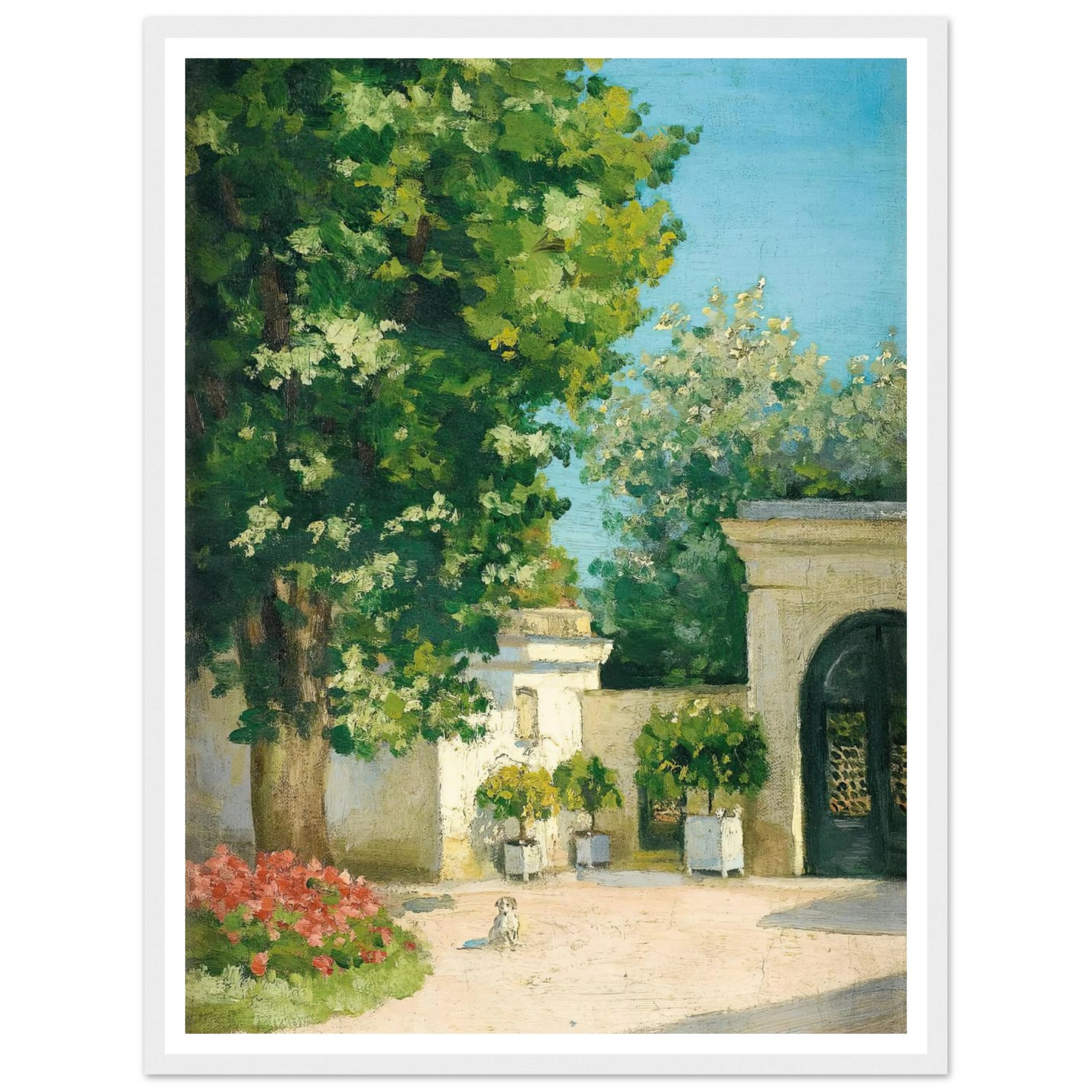 Yerres. De L’Exèdre, Le Porche De La Demeure Familiale (circa 1875) Art Print | Gustave Caillebotte - Framed Poster - 30x40 cm / 12x16″ - Black frame
