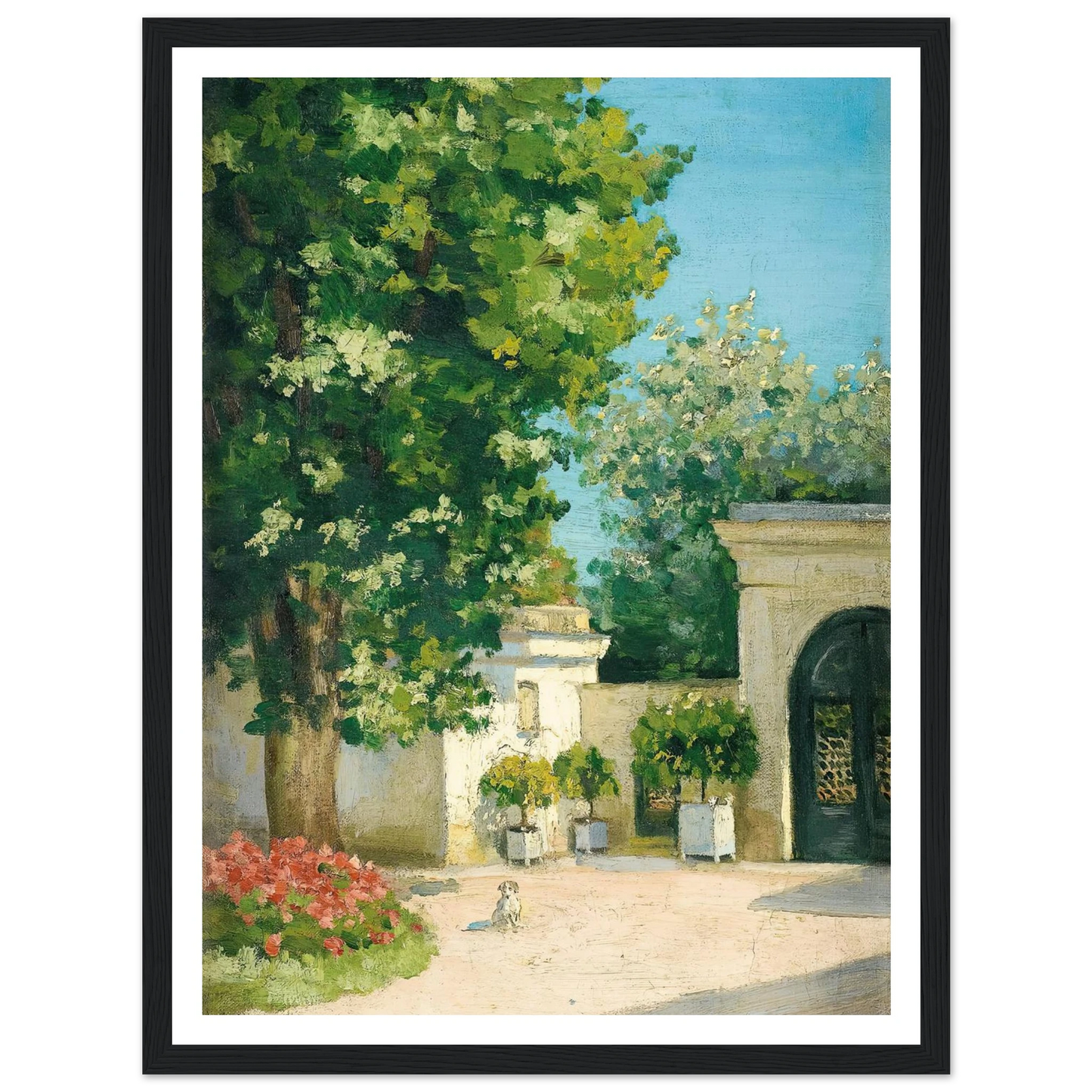 Yerres. De L’Exèdre, Le Porche De La Demeure Familiale (circa 1875) Art Print | Gustave Caillebotte - Framed Poster - 30x40 cm / 12x16″ - Black frame