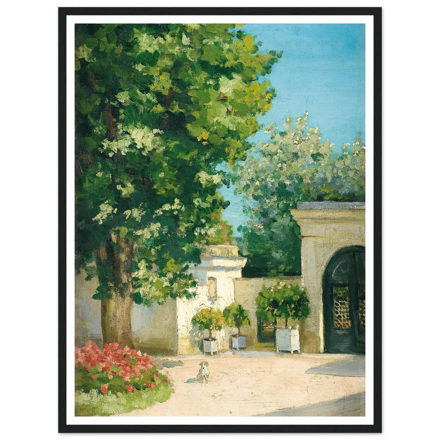 Yerres. De L’Exèdre, Le Porche De La Demeure Familiale (circa 1875) Art Print | Gustave Caillebotte - Framed Poster - 30x40 cm / 12x16″ - Black frame