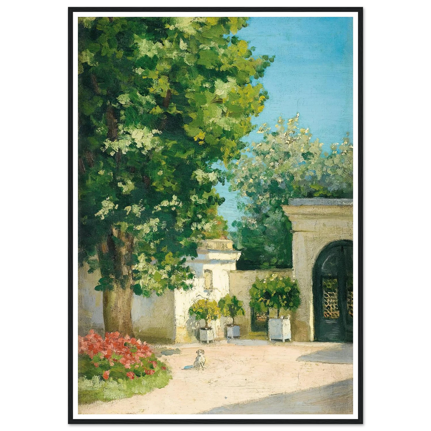 Yerres. De L’Exèdre, Le Porche De La Demeure Familiale (circa 1875) Art Print | Gustave Caillebotte - Framed Poster - 30x40 cm / 12x16″ - Black frame