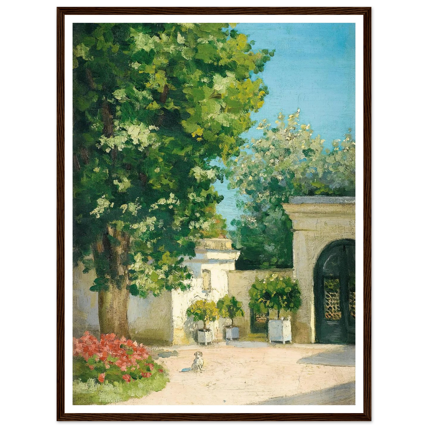 Yerres. De L’Exèdre, Le Porche De La Demeure Familiale (circa 1875) Art Print | Gustave Caillebotte - Framed Poster - 30x40 cm / 12x16″ - Black frame
