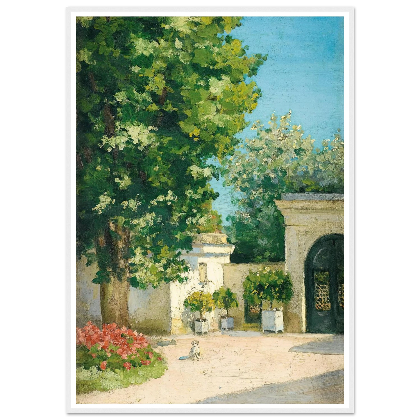 Yerres. De L’Exèdre, Le Porche De La Demeure Familiale (circa 1875) Art Print | Gustave Caillebotte - Framed Poster - 30x40 cm / 12x16″ - Black frame