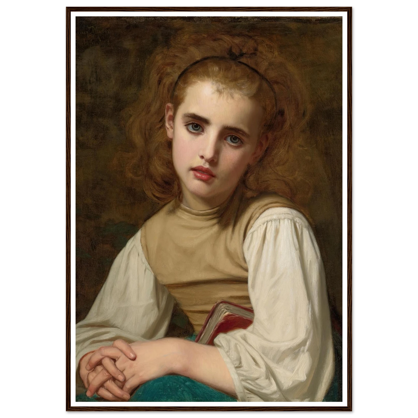 Young Beauty (1870) Art Print | Hugues Merle - Framed Poster - 30x40 cm / 12x16″ - Black frame