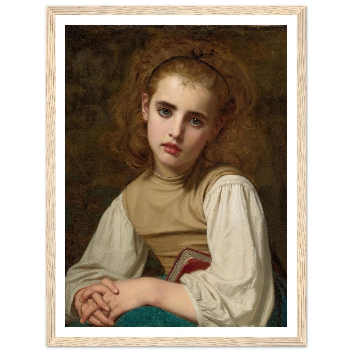 Young Beauty (1870) Art Print | Hugues Merle - Framed Poster - 30x40 cm / 12x16″ - Black frame