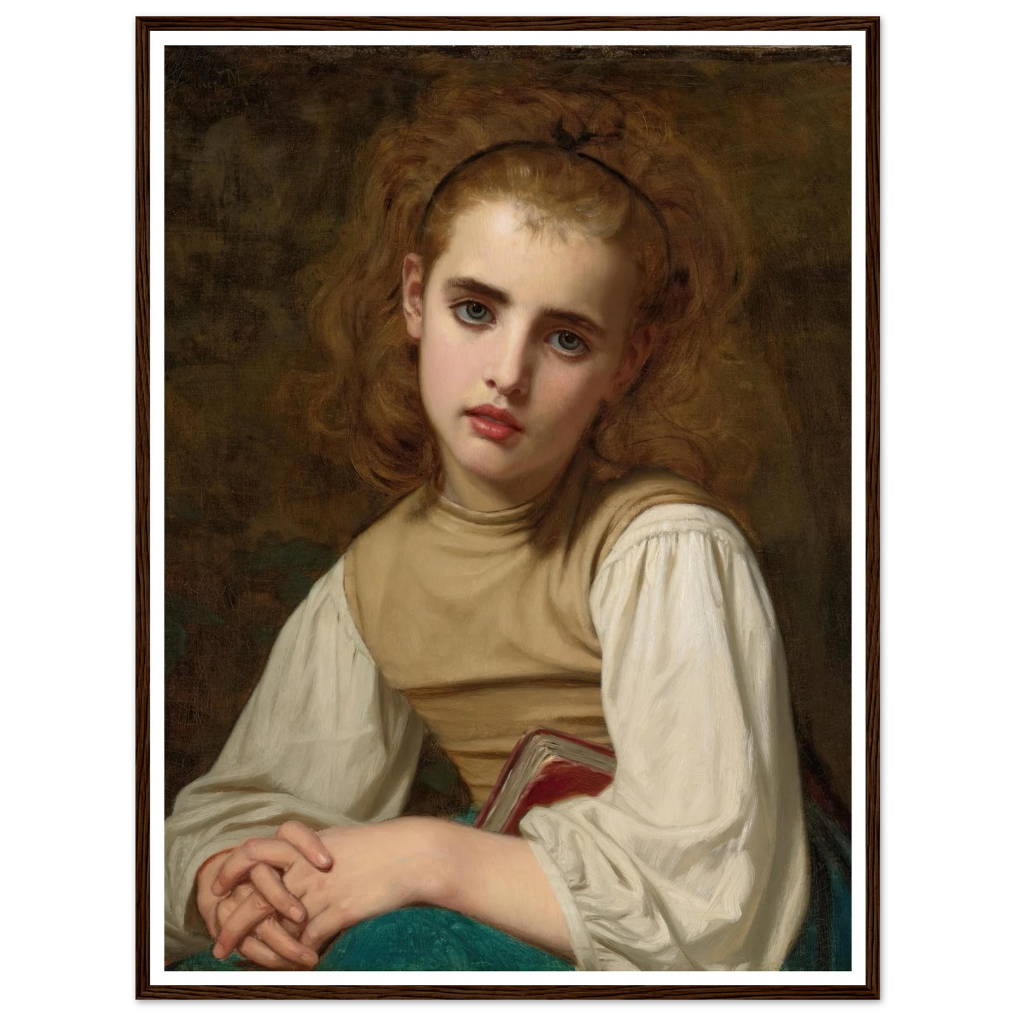 Young Beauty (1870) Art Print | Hugues Merle - Framed Poster - 30x40 cm / 12x16″ - Black frame