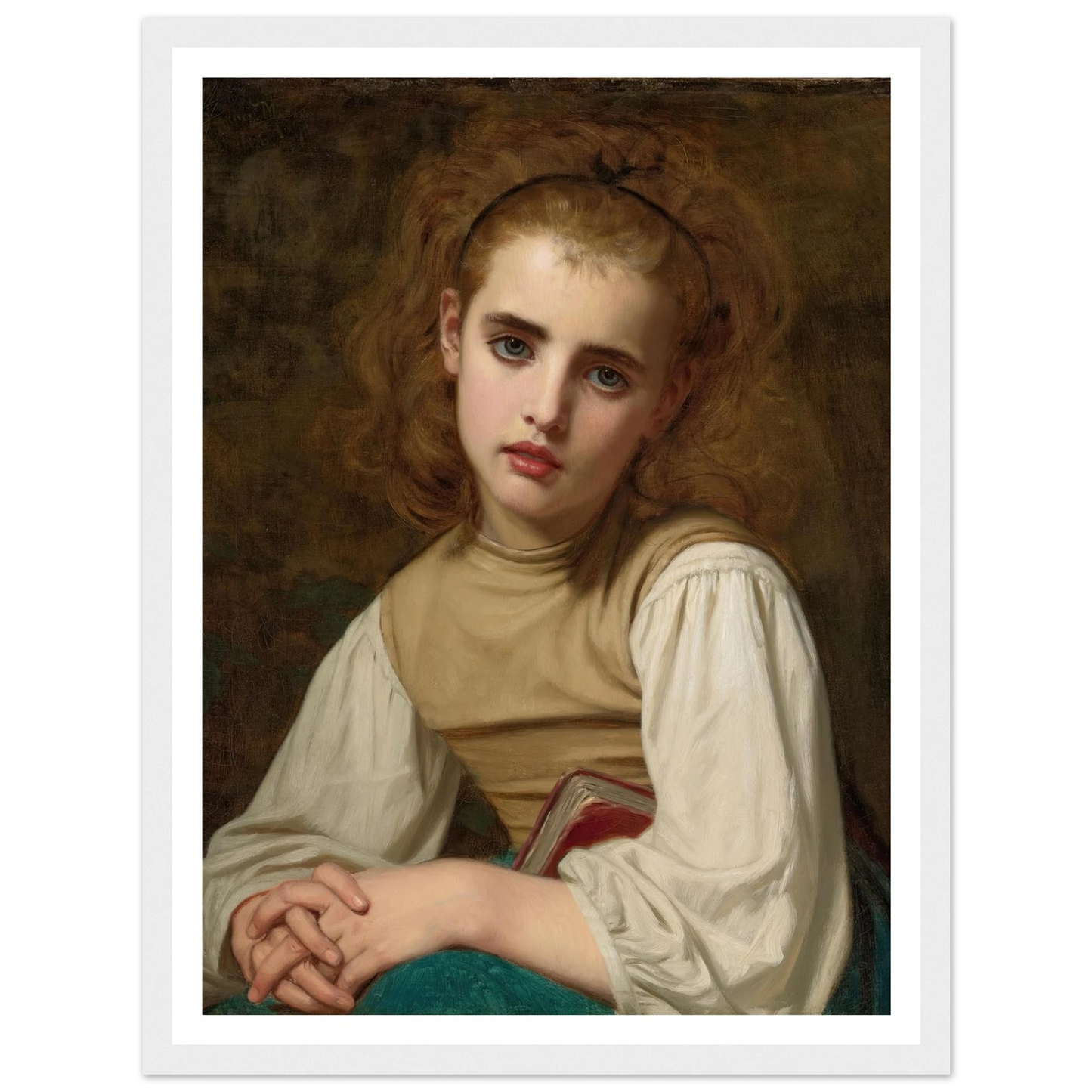 Young Beauty (1870) Art Print | Hugues Merle - Framed Poster - 30x40 cm / 12x16″ - Black frame