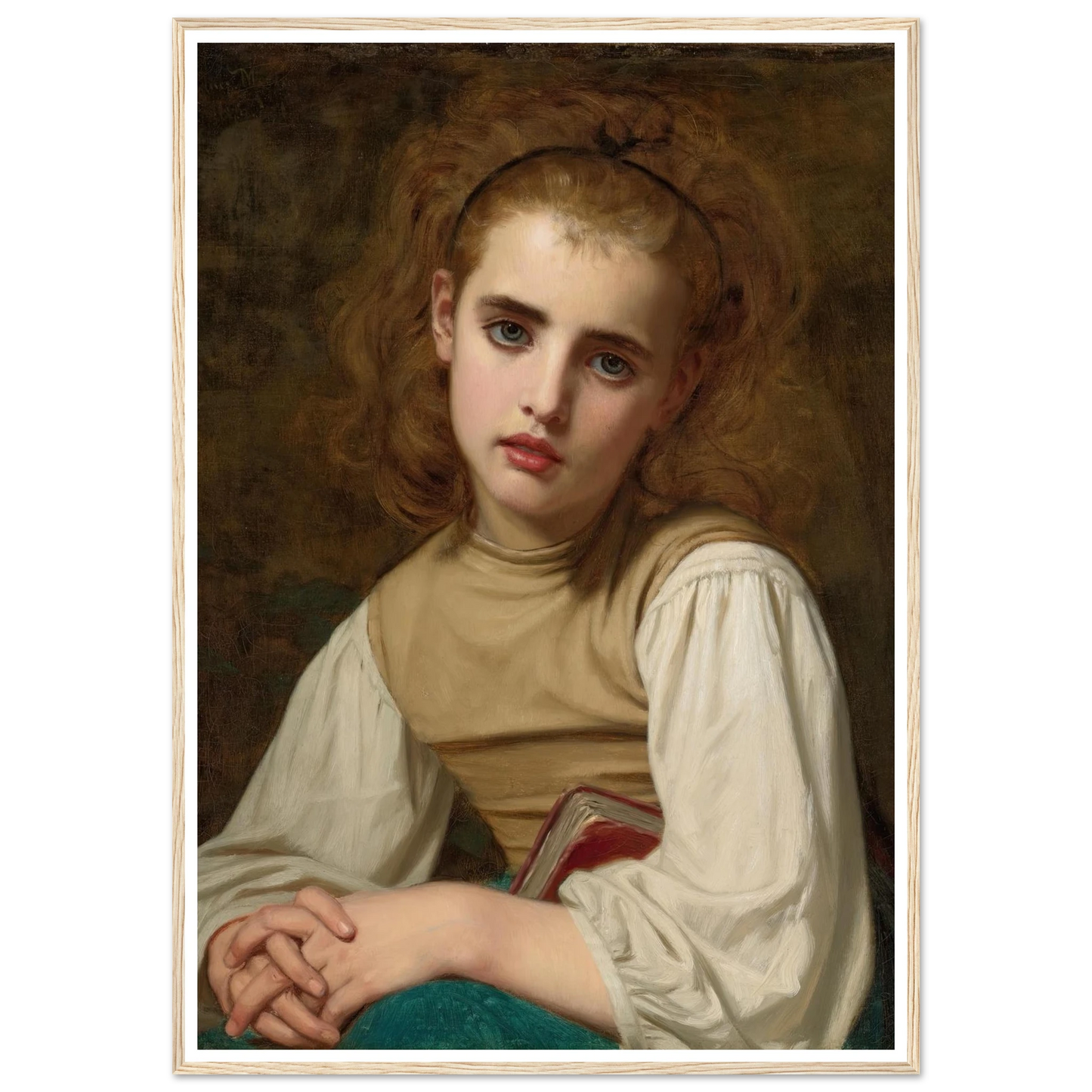 Young Beauty (1870) Art Print | Hugues Merle - Framed Poster - 30x40 cm / 12x16″ - Black frame
