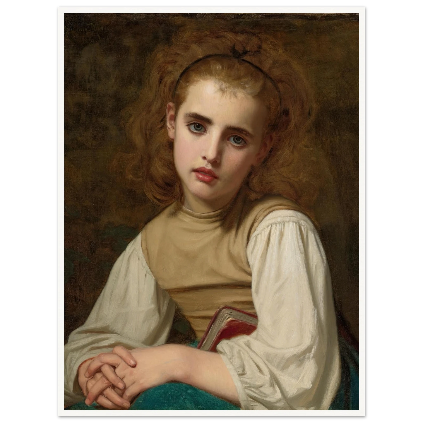 Young Beauty (1870) Art Print | Hugues Merle - Framed Poster - 30x40 cm / 12x16″ - Black frame