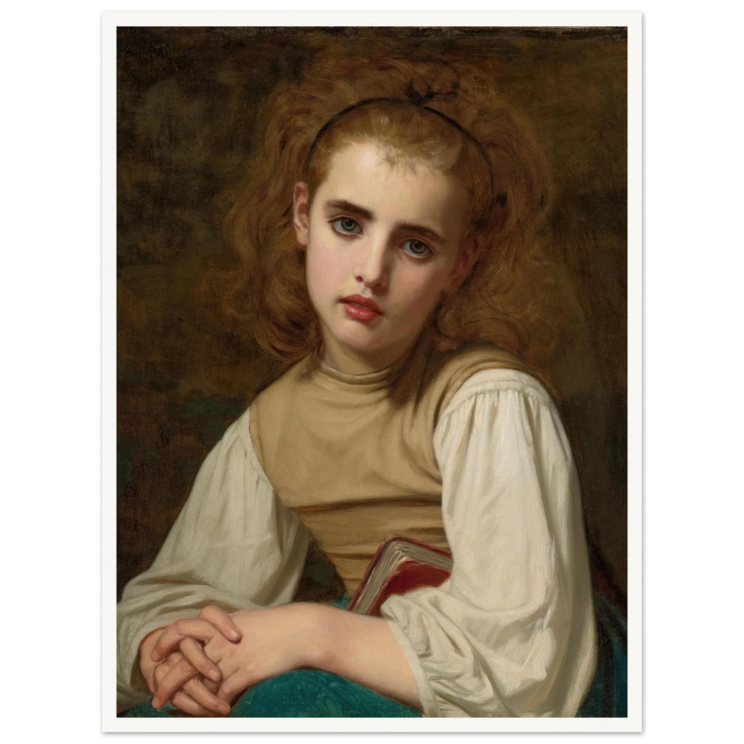 Young Beauty (1870) Art Print | Hugues Merle - Framed Poster - 30x40 cm / 12x16″ - Black frame