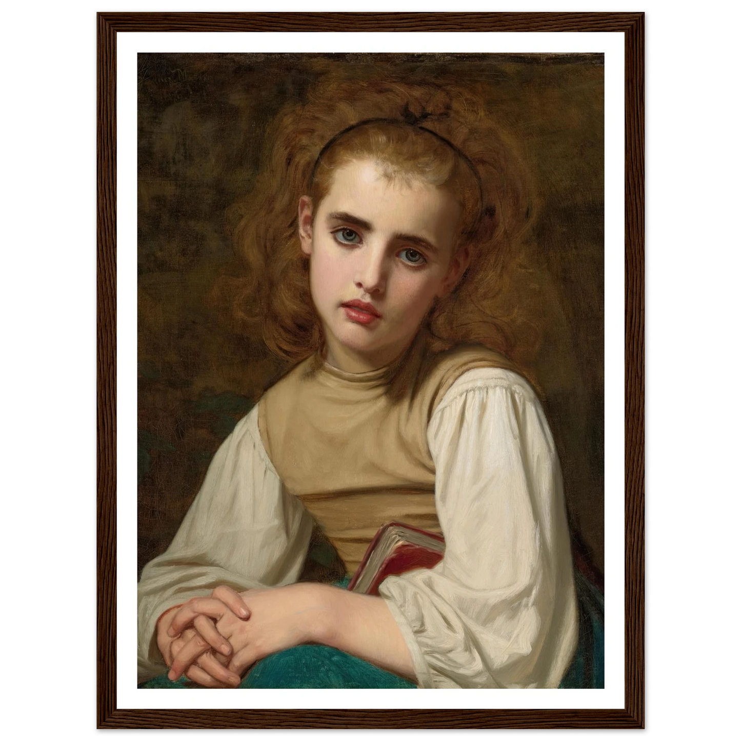 Young Beauty (1870) Art Print | Hugues Merle - Framed Poster - 30x40 cm / 12x16″ - Black frame