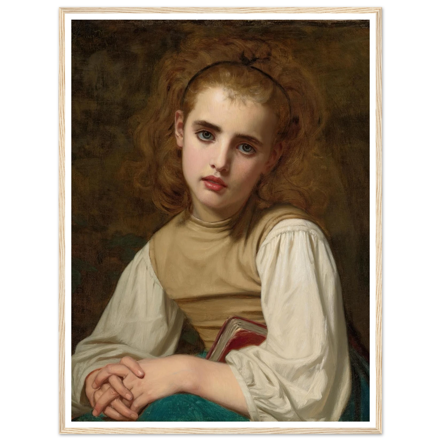 Young Beauty (1870) Art Print | Hugues Merle - Framed Poster - 30x40 cm / 12x16″ - Black frame