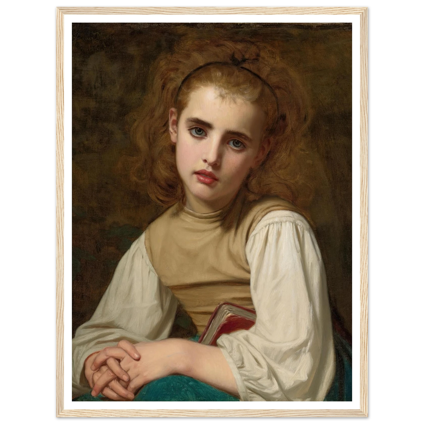 Young Beauty (1870) Art Print | Hugues Merle - Framed Poster - 30x40 cm / 12x16″ - Black frame