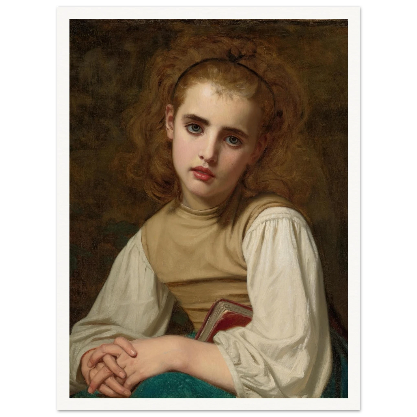 Young Beauty (1870) Art Print | Hugues Merle - Framed Poster - 30x40 cm / 12x16″ - Black frame