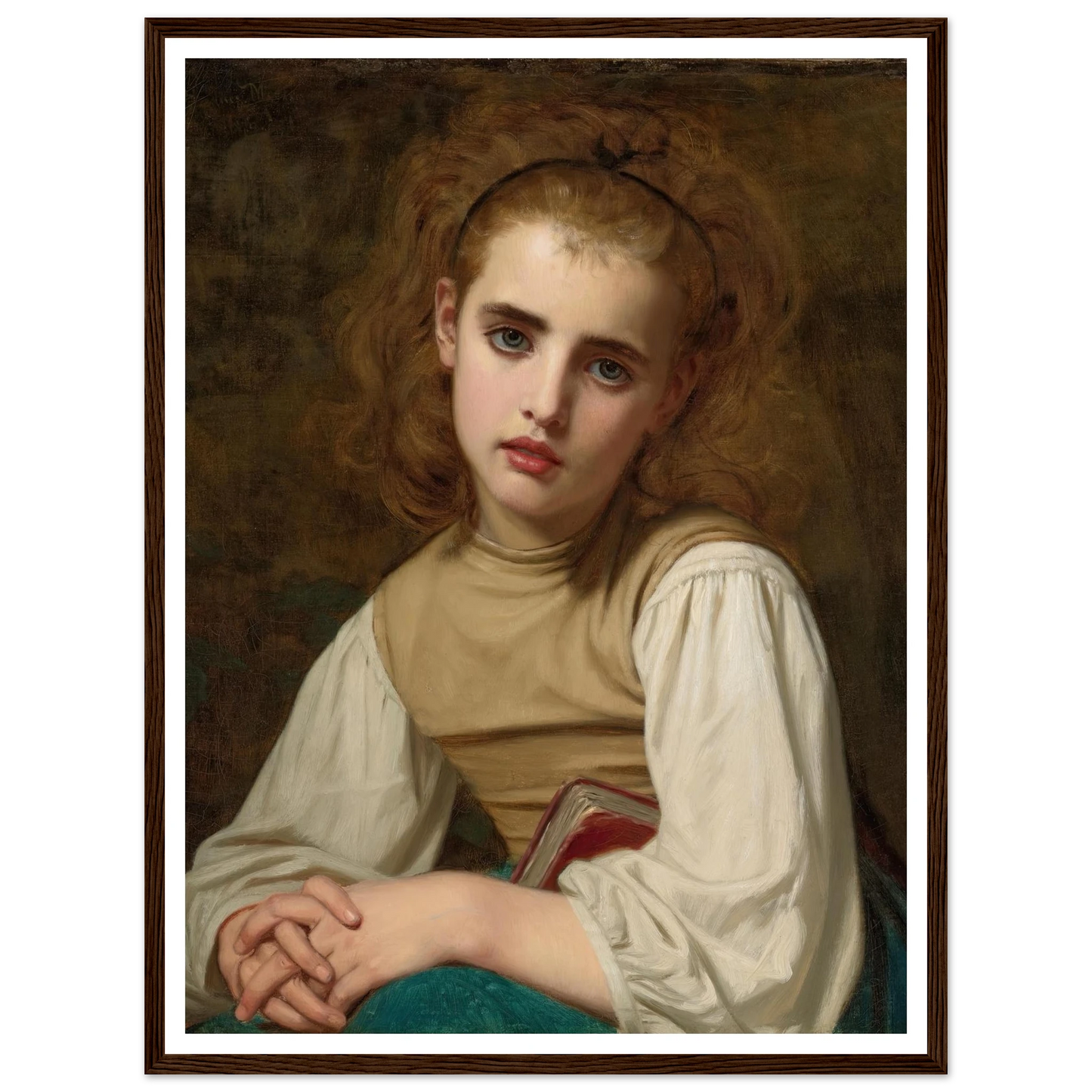 Young Beauty (1870) Art Print | Hugues Merle - Framed Poster - 30x40 cm / 12x16″ - Black frame