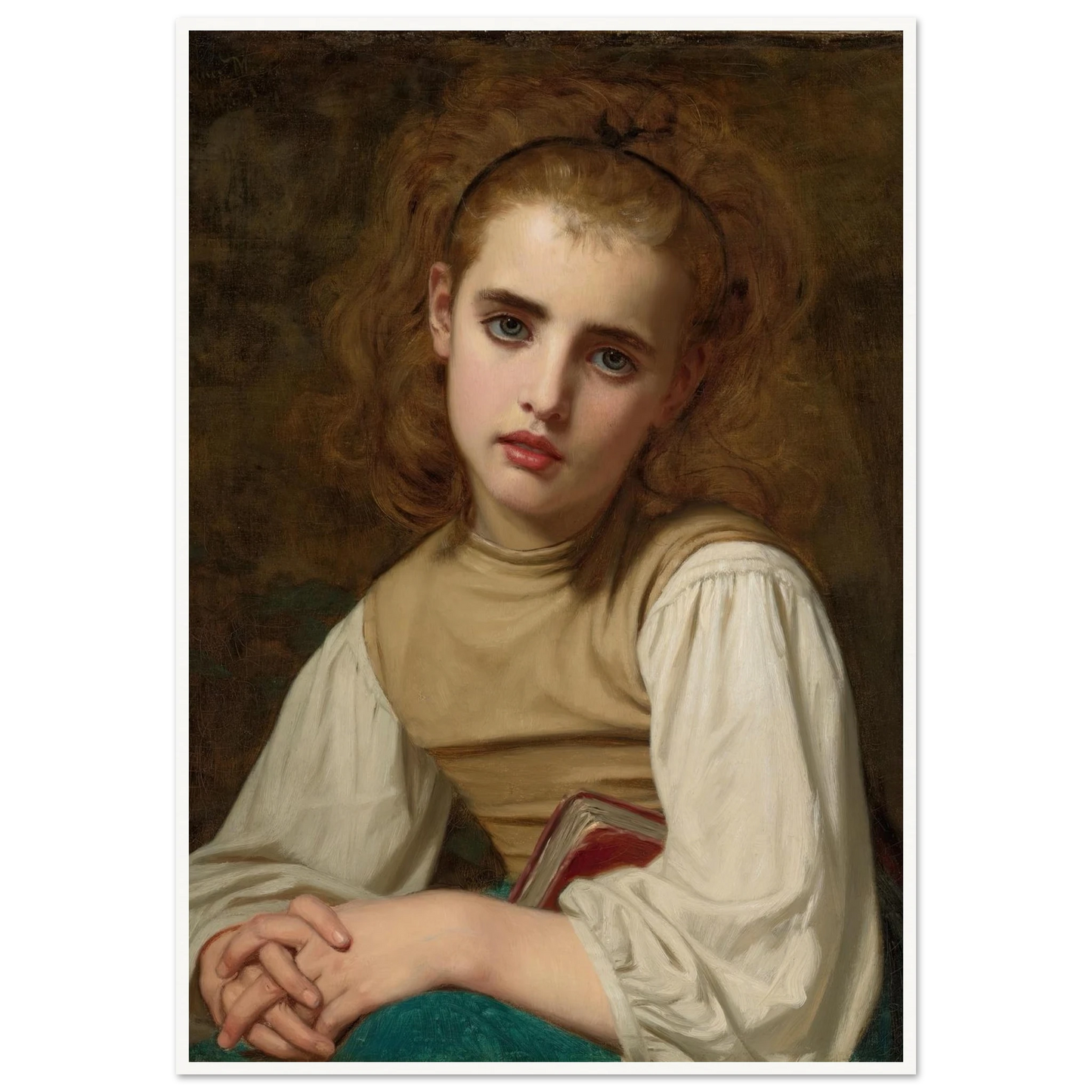 Young Beauty (1870) Art Print | Hugues Merle - Framed Poster - 30x40 cm / 12x16″ - Black frame
