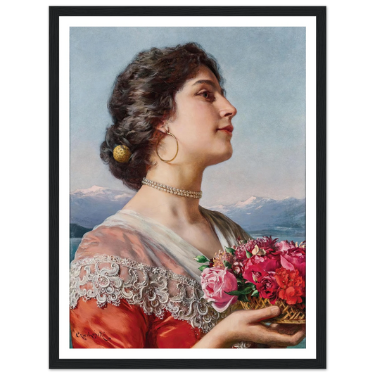 Young flower seller Art Print | Wladyslaw Czachorski - Framed Poster - 30x40 cm / 12x16″ - Black frame