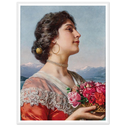 Young flower seller Art Print | Wladyslaw Czachorski - Framed Poster - 30x40 cm / 12x16″ - Black frame