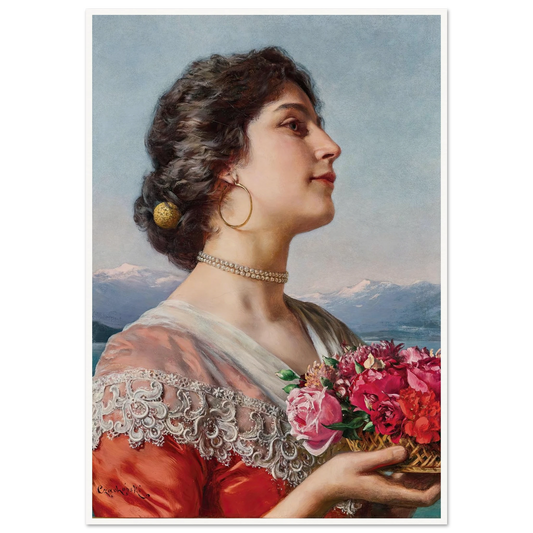 Young flower seller Art Print | Wladyslaw Czachorski - Framed Poster - 30x40 cm / 12x16″ - Black frame