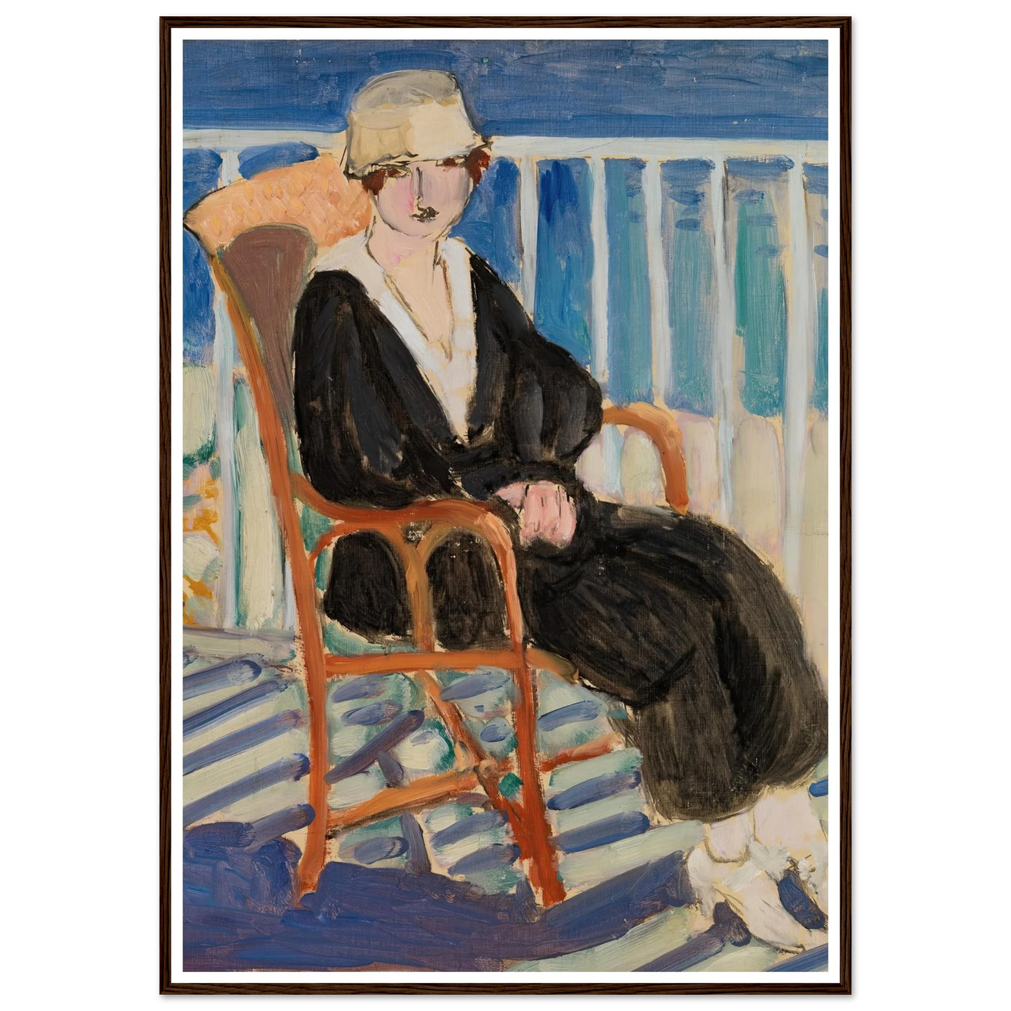 Young Girl on a Balcony over the Ocean (Jeune fille au balcon sur la mer) (1918) Art Print | Henri Matisse - Framed Poster - 30x40 cm / 12x16″ - Black frame