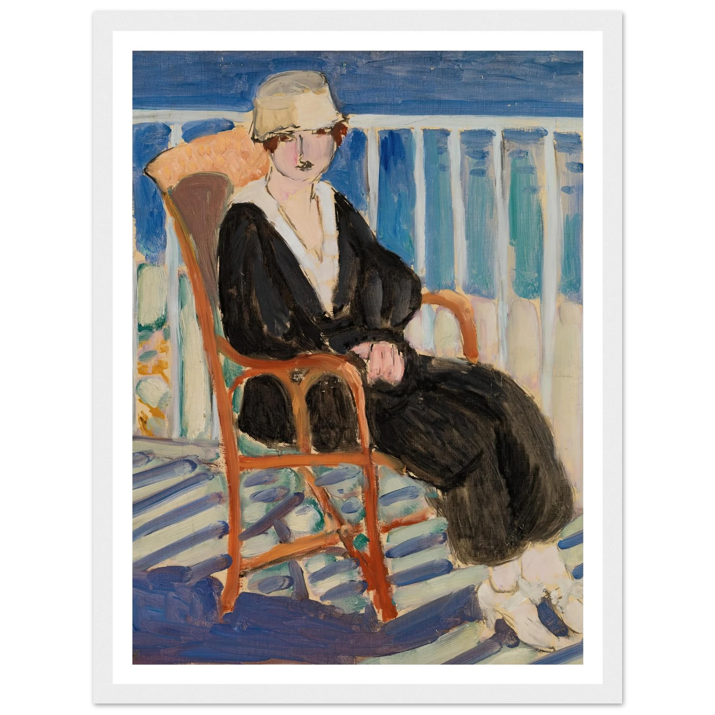 Young Girl on a Balcony over the Ocean (Jeune fille au balcon sur la mer) (1918) Art Print | Henri Matisse - Framed Poster - 30x40 cm / 12x16″ - Black frame