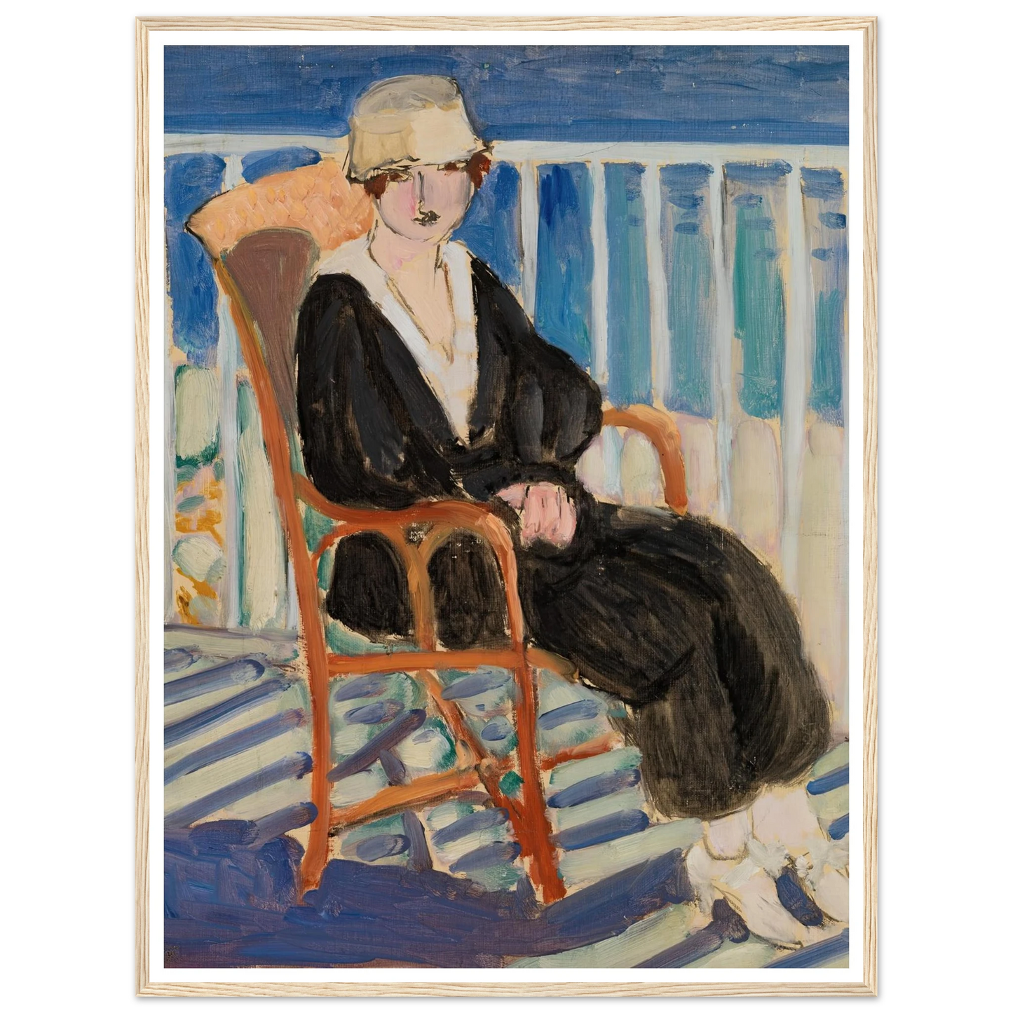 Young Girl on a Balcony over the Ocean (Jeune fille au balcon sur la mer) (1918) Art Print | Henri Matisse - Framed Poster - 30x40 cm / 12x16″ - Black frame