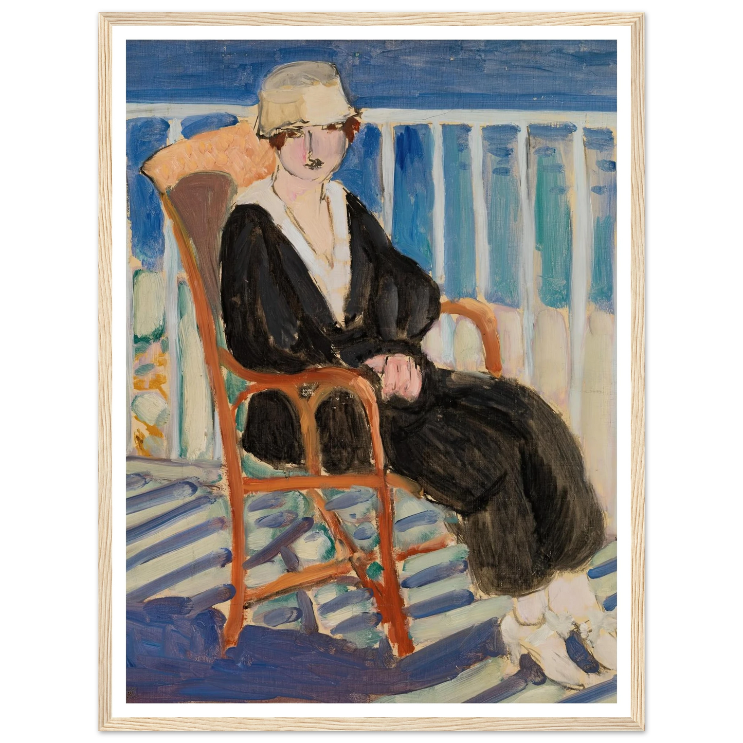 Young Girl on a Balcony over the Ocean (Jeune fille au balcon sur la mer) (1918) Art Print | Henri Matisse - Framed Poster - 30x40 cm / 12x16″ - Black frame
