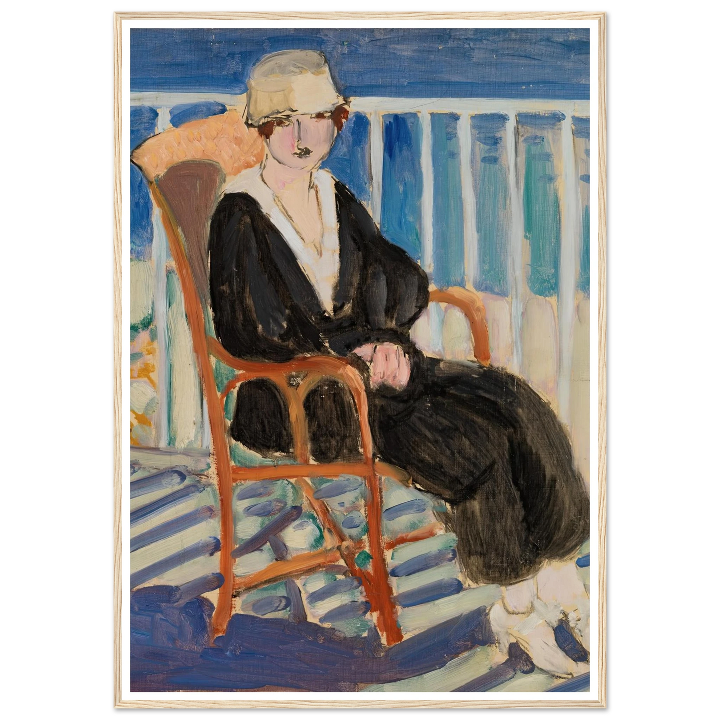 Young Girl on a Balcony over the Ocean (Jeune fille au balcon sur la mer) (1918) Art Print | Henri Matisse - Framed Poster - 30x40 cm / 12x16″ - Black frame