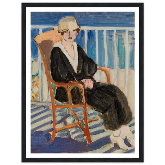 Young Girl on a Balcony over the Ocean (Jeune fille au balcon sur la mer) (1918) Art Print | Henri Matisse - Framed Poster - 30x40 cm / 12x16″ - Black frame