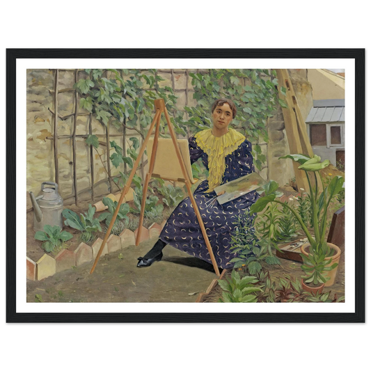 Young Girl Painting (1892) Art Print | Felix Vallotton - Framed Poster - 30x40 cm / 12x16″ - Black frame