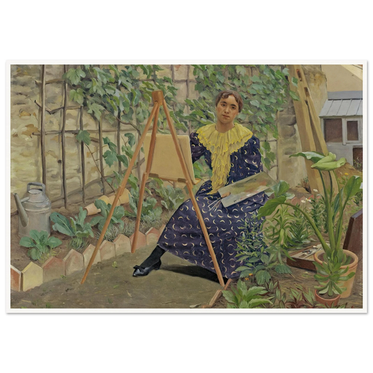 Young Girl Painting (1892) Art Print | Felix Vallotton - Framed Poster - 30x40 cm / 12x16″ - Black frame