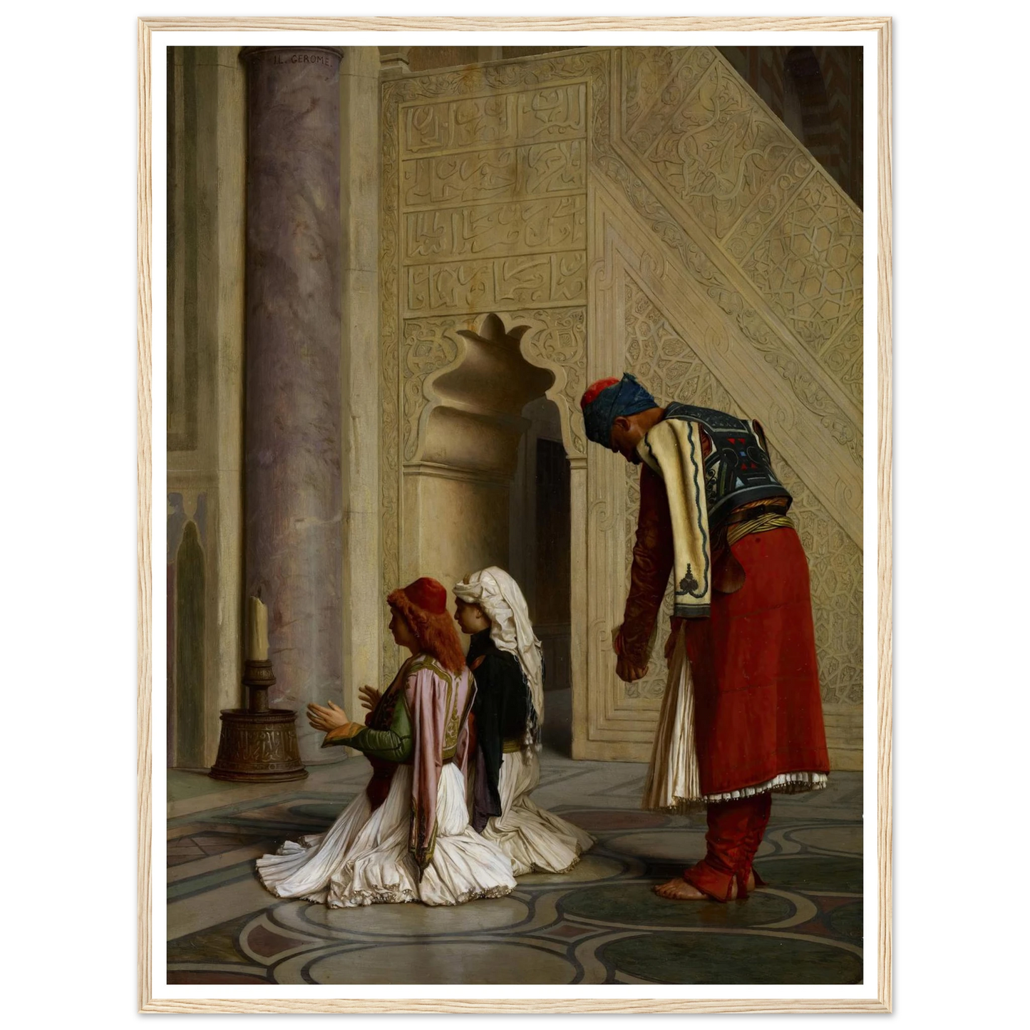 Young Greeks in the Mosque (1865) Art Print | Jean Leon Gerome - Framed Poster - 30x40 cm / 12x16″ - Black frame