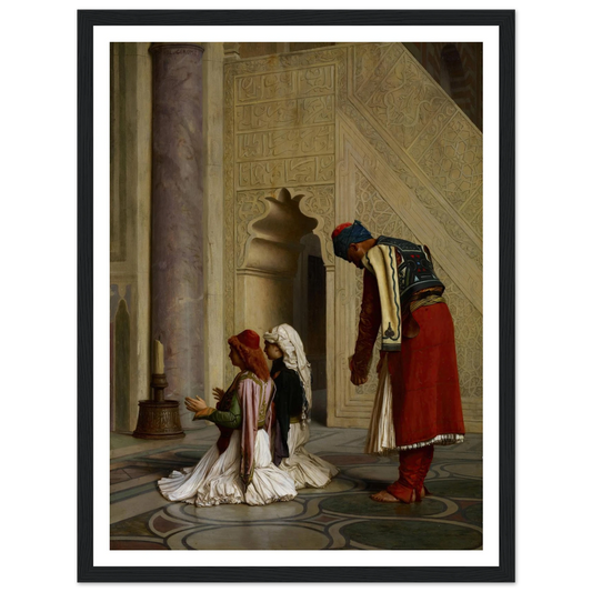 Young Greeks in the Mosque (1865) Art Print | Jean Leon Gerome - Framed Poster - 30x40 cm / 12x16″ - Black frame