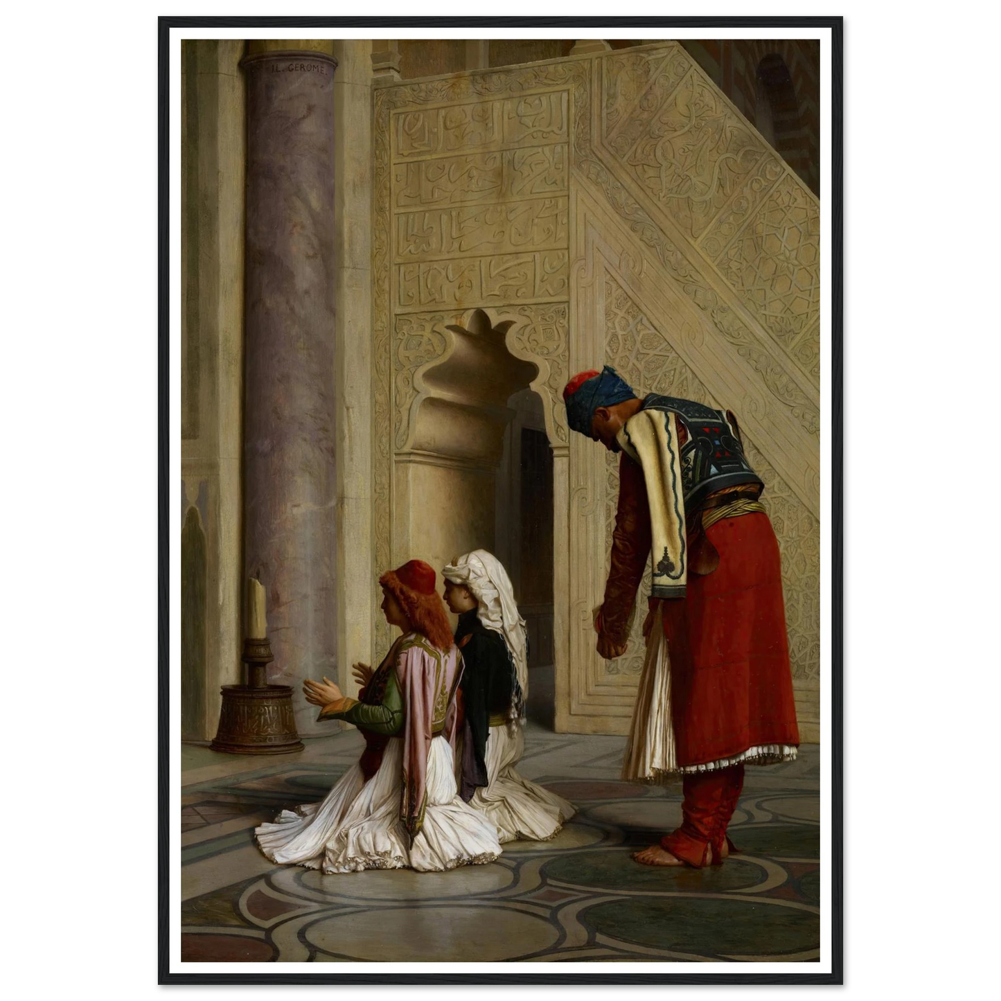 Young Greeks in the Mosque (1865) Art Print | Jean Leon Gerome - Framed Poster - 30x40 cm / 12x16″ - Black frame