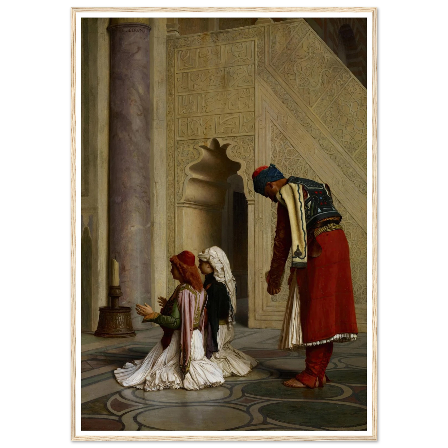 Young Greeks in the Mosque (1865) Art Print | Jean Leon Gerome - Framed Poster - 30x40 cm / 12x16″ - Black frame