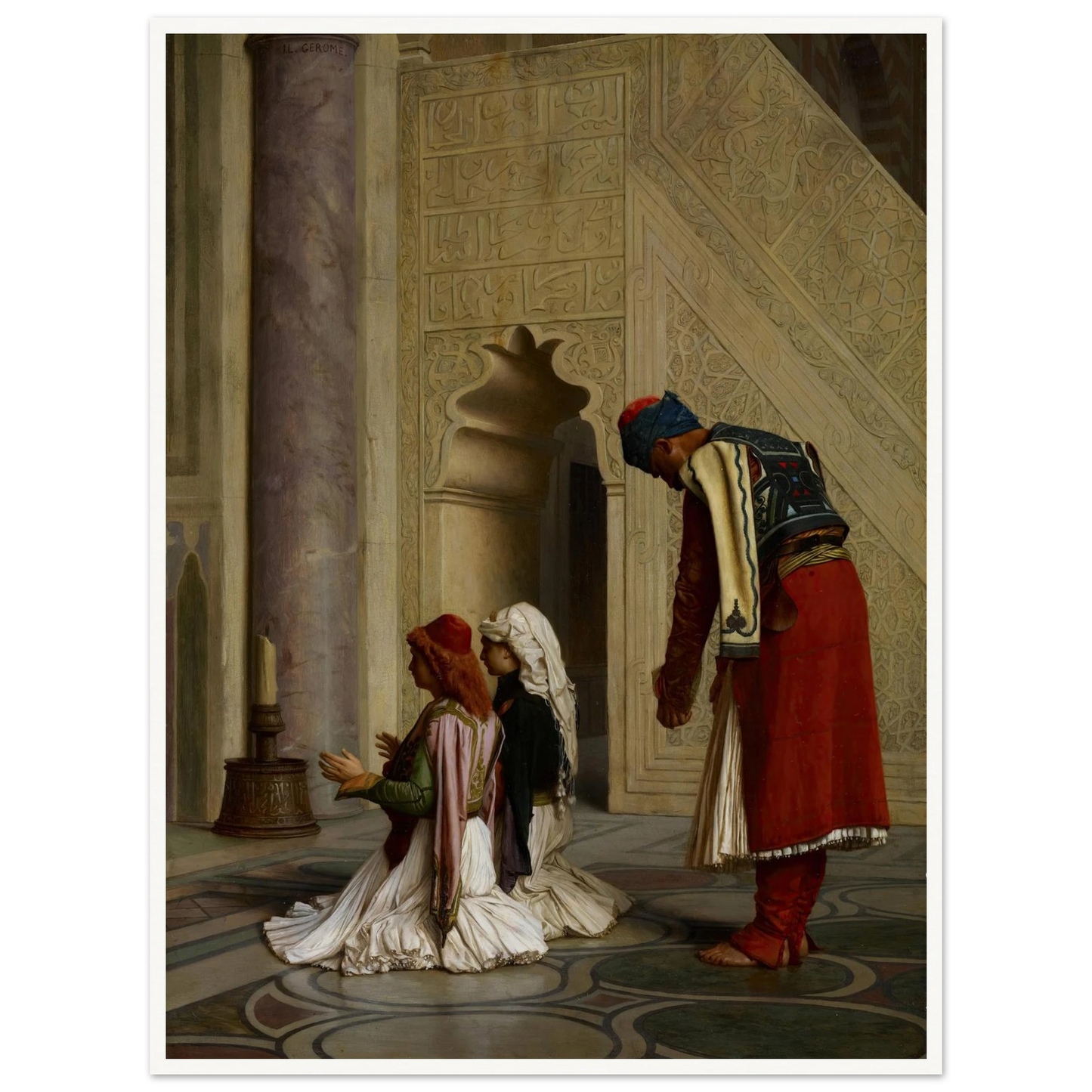 Young Greeks in the Mosque (1865) Art Print | Jean Leon Gerome - Framed Poster - 30x40 cm / 12x16″ - Black frame