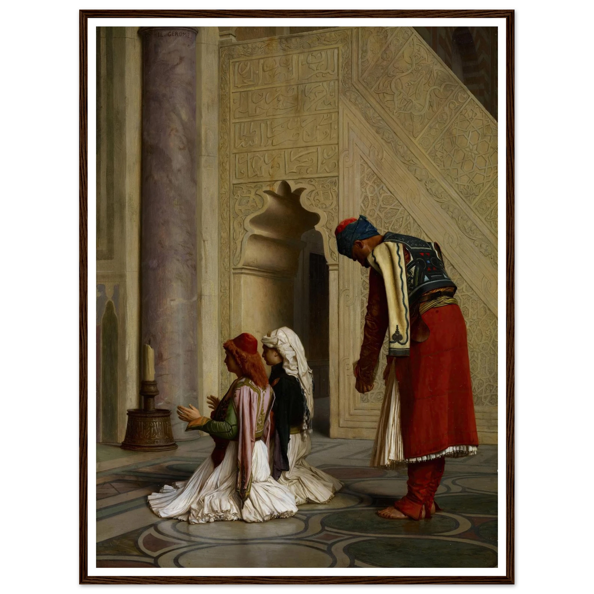 Young Greeks in the Mosque (1865) Art Print | Jean Leon Gerome - Framed Poster - 30x40 cm / 12x16″ - Black frame