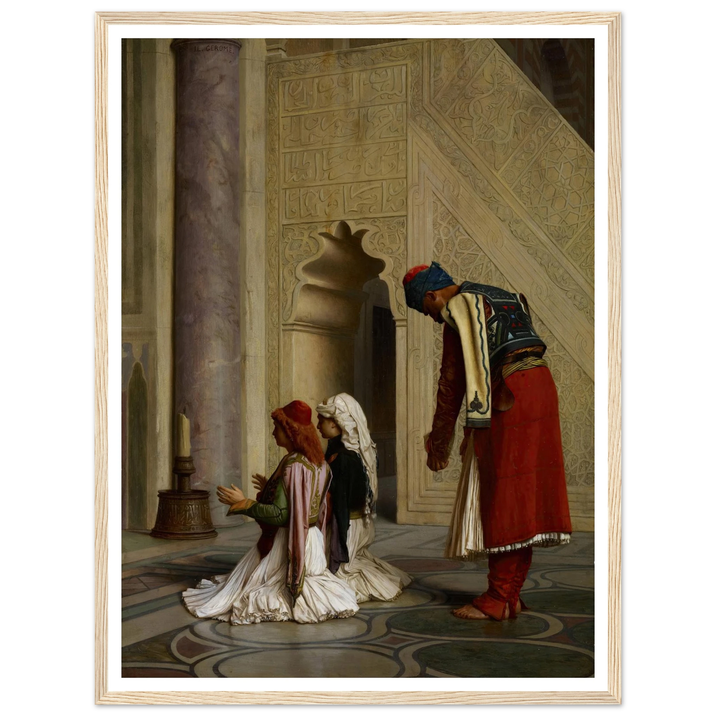 Young Greeks in the Mosque (1865) Art Print | Jean Leon Gerome - Framed Poster - 30x40 cm / 12x16″ - Black frame