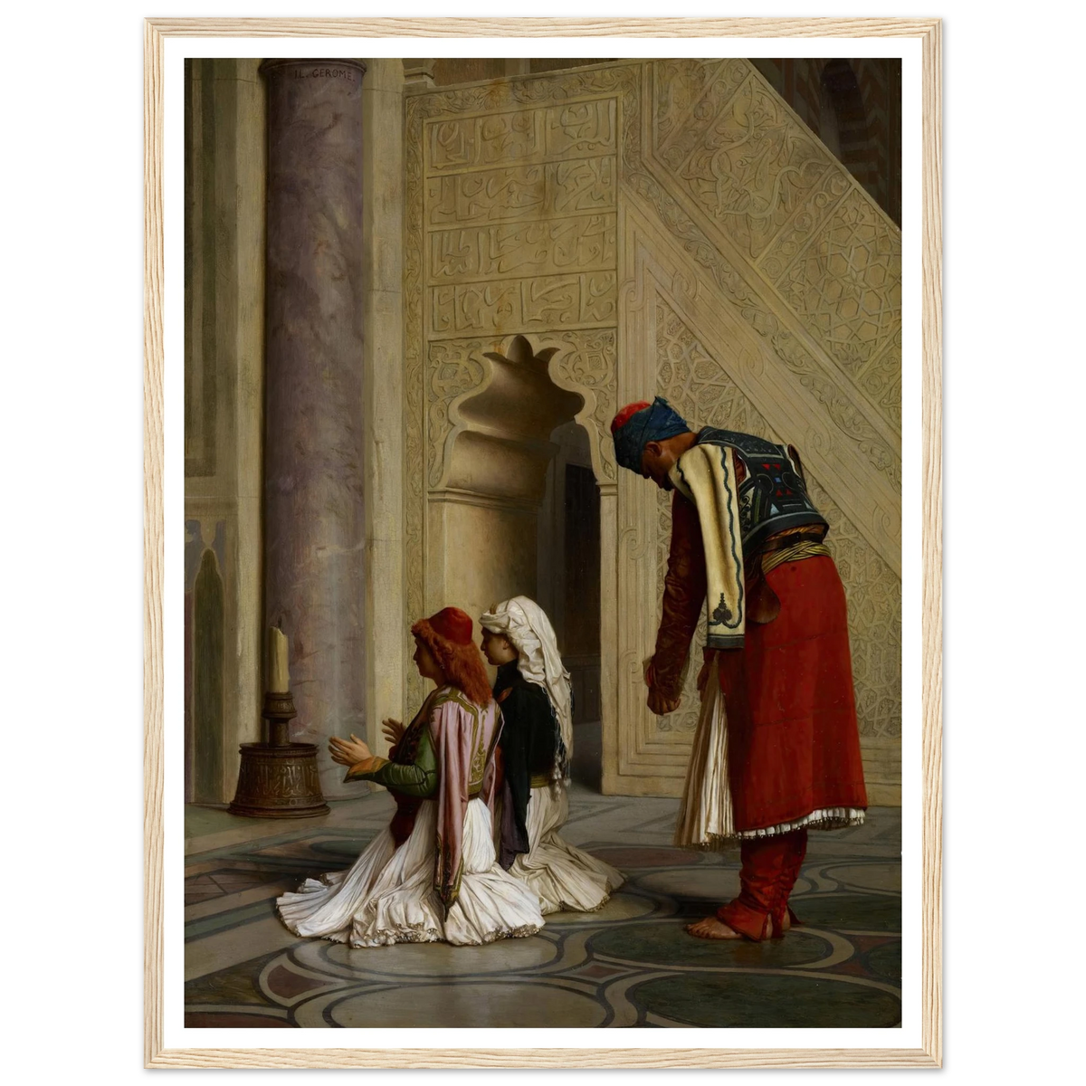 Young Greeks in the Mosque (1865) Art Print | Jean Leon Gerome - Framed Poster - 30x40 cm / 12x16″ - Black frame